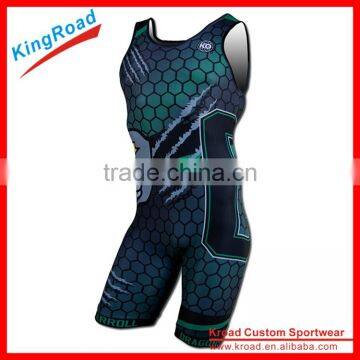 Hot Sell Sublimation Spandex Cheap Custom Wrestling Singlets photo-4