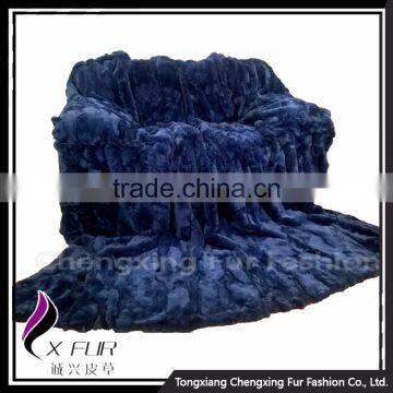 CX-D-66E 2017 Newest Custom Genuine Rex Rabbit Fur Patchwork Fur Blanket photo-4