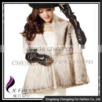 CX-B-M-46B Made In China New Classic Hand Knitted Mink Fur Shawl