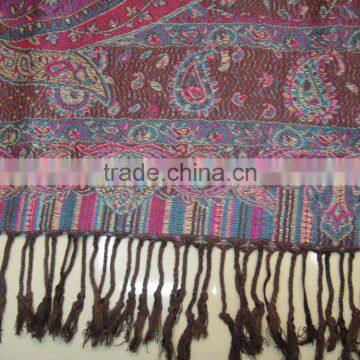 2017 The Hot Latest Factory Wholesale 100%rayon Jacquard Paisley Floral Shawl photo-5