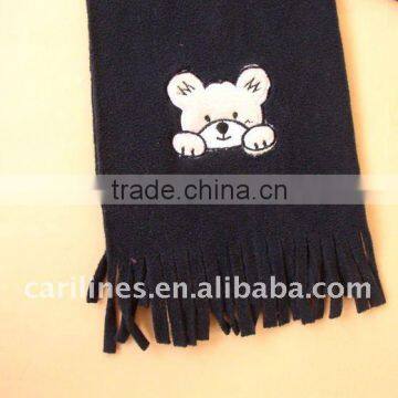 soft &warm lovely embroidery dog promotional kids fleece scarf