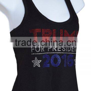 OEM Wholesale Comfortable Rhinestone Womens 95% Cotton 5% Spandex Tank Top photo-3
