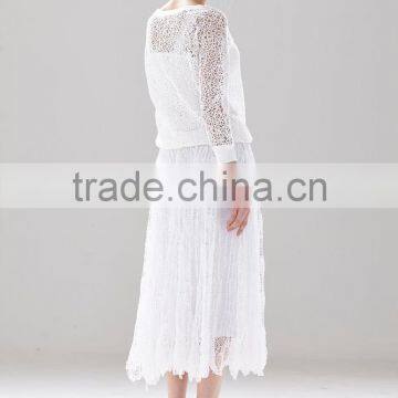 Ladies Fashion Long Skirt Mesh Pattern Cotton Perspective Skirt SR-P9963 photo-6