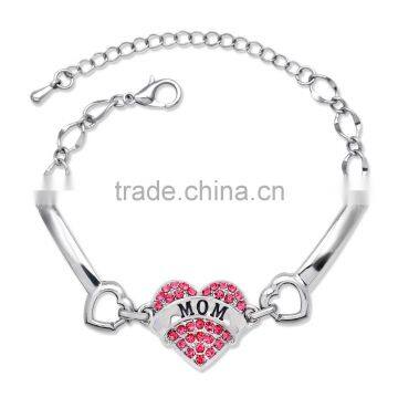 Mother's day love bracelet high end blue heart charm lobster clasp bracelet for 2016 promotion products