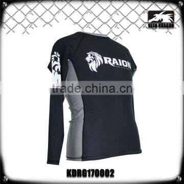 Black/white Sublimation Printed Lycra Compression Bjj Rash Guards With Long Sleeves photo-4