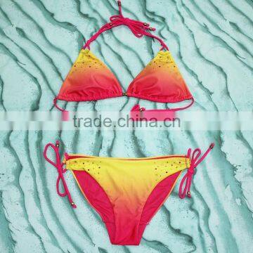 Sun Protect Material Bikinis Trendy Fashion Girls Shiny Swimsuits photo-4