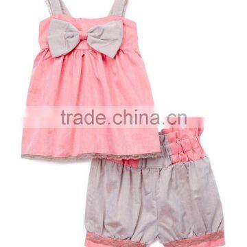 Latest Boutique Girls Clothing Children Cotton Shoulder Strap Sets Kids Girls Clothes