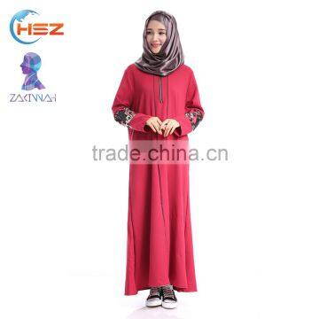 Zakiyyah 609 Wholesale islamic abaya new model with floral sleeve Zipper Front abaya in solid color in dubai