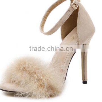 Zm50271b 2017 Europe New Style Feather High Heels Women Sandals Hollow Out Sexy Latest High Heel Ladies Shoes photo-2