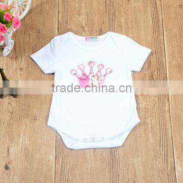 S33481W Baby Girls Sweet Crown Printed+ Floral Shorts Two Pieces Clothing Sets photo-3
