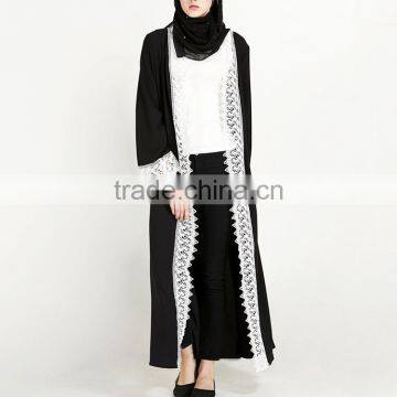 New Model Abaya in Dubai 2017 Wholesale Lace Cotton Liene Robes Musulmane Turkey Hijab Abaya Muslim Cardigan Moroccan Kaftan photo-2