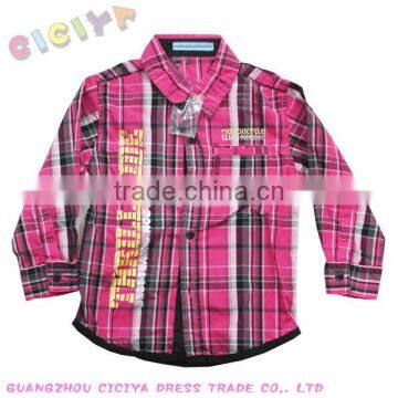 latest design boys lyarn dyed check long sleeve shirts