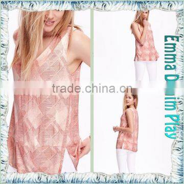 2016 New Model Special Knit Design Womens Plaid Sleeveless Tank T-Shirts photo-4