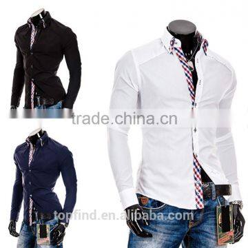 100% Cotton Solid Color Slim Fit Men Double Collar Dress Shirt for Men photo-3