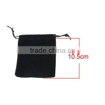 Velvet Jewelry Bags Drawstring Rectangle Black 11.5cm x 10cm photo-2