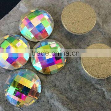Crystal AB Round Shiny Glass Flat Back Rhinestone Crystal Stone photo-5