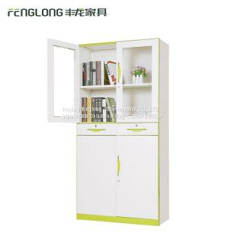 New Design Modern Glass Display File Cabinet 4 Door Storage Cabinet With 2 Drawers photo-5
