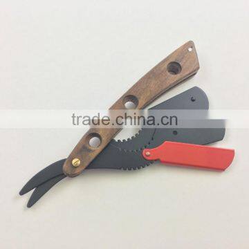 Straight Edge Barber Shaving Razor Wooden Handle photo-3