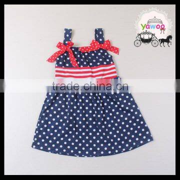 Yawoo 2016 Latest Navy Polka Dots July 4th Smocked Dress Designs Teenage Girls photo-2