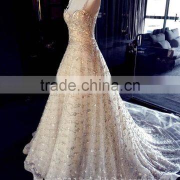 New Style Custom Made Elegant A-line One Shoulder White Chiffon With Flower Formal Wedding Dress Bridal Gown photo-2