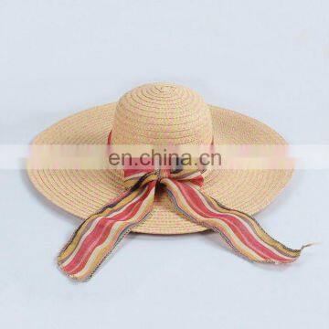 Best selling summer beach decorative wide brim paper sun women straw hat for sale