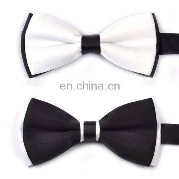 Men White And Black Satin Bow Tie Straps