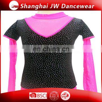 Brillant Long Sleeve High Crystal Ice Skating Dance Training T-shirt