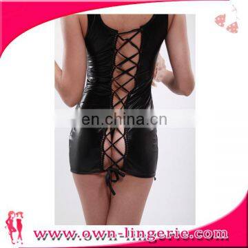 Wholesale Sexy Black Leather Fashion American Sexy Ladies Hot Girls Without Dress