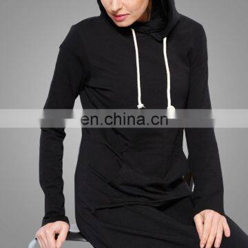 High Quality Muslim Sportwear Design Islamic Sport Dress Black Hoodie With Hood Women Sport Sweater Dress photo-4