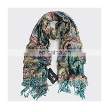 multi colored zigzag pashmina shawls stoles