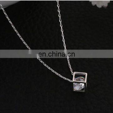 Crystal Cube Clavicle Diamond Necklace