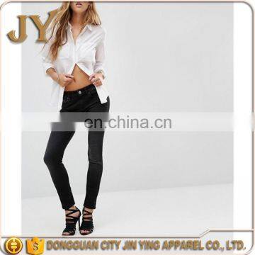 Jeans Wholesale Price Raw Cut Hem Jeans Skinny Fit Pants Women Trousers Make in China photo-5
