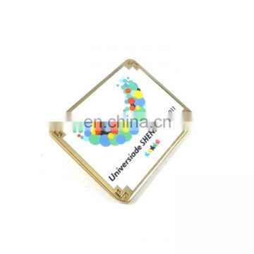 Custom printed logo square metal pin badges