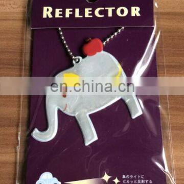 PVC Elephant Shaped Promotional Reflective Hanger With Metal Ring On The Backpack For Children