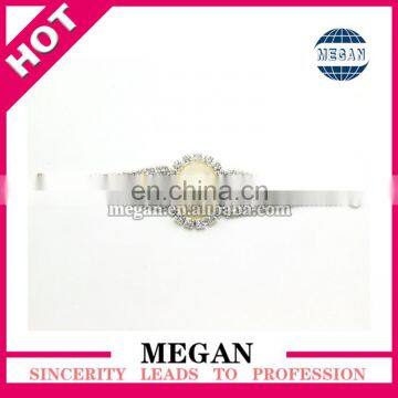 Sliver Rhinestone Connector With Big Pearl for Bikini&crystal Headband Connector photo-2