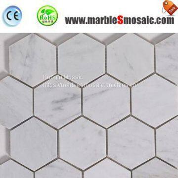 Белые мозаичные плитки из мармара Bianco Carrara