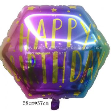 foil balloon  happy birthday hexagon helium balloon mylar balloon party balloon decoration balloon