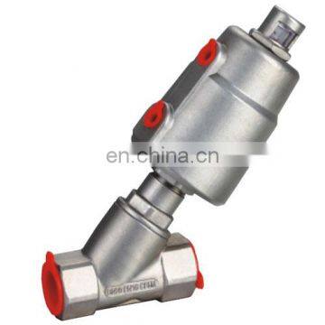 High quality DN15 port size 1/2" stainless steel Pneumatic angle seat valve Y type high temperature steam double acting