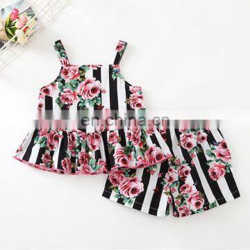 2018 Summer Baby Set Slip Flower Stripe Kids Boutique Outfits