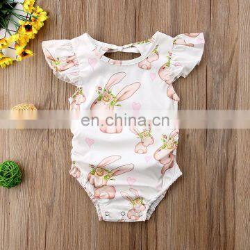 2019 Baby Rompers Bunny Full Print Bodysuit Rabbit Fly Sleeved Floral Bodysuits Easter Day photo-3
