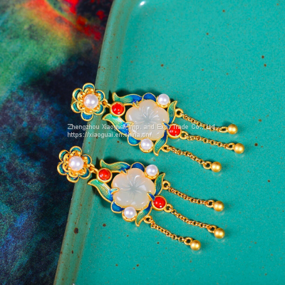 Hetian White Jade and Pearl Earring photo-2
