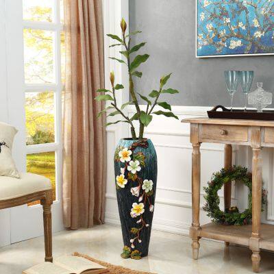 European Retro Hand Made Creative Soft Decor Green Ceramic Floor Vase For Office Hotel photo-2
