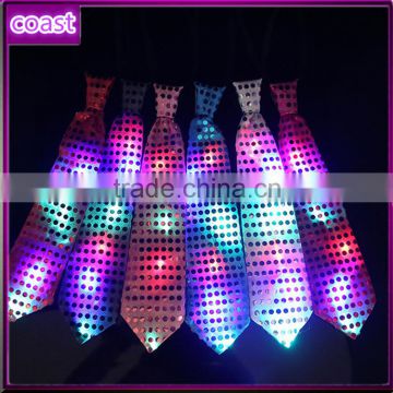 cheap colorful paillette funny party ties with led light