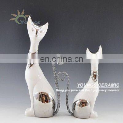 Ceramic Craft White Cat For Gift Or Home Decor