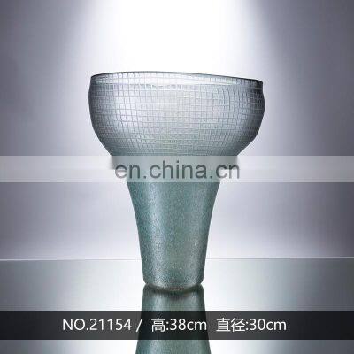 Wholesale Decorative Fruit Pot Unique Shaped Transparent Grey Orange Fade Colored Painted Glass Vase For Home Decoration