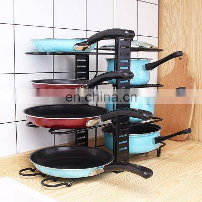 Storage Holders Multi-layer Adjustable Height Folding Metal Home Furniture Pot Pan Lid Rack Holders Organizer Kitchen Storage