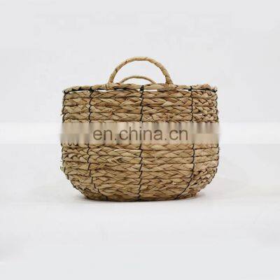 Wholesale Large Natural Handmade Wicker Straw Corner Storage Basket Three-piece Set With Handles photo-2