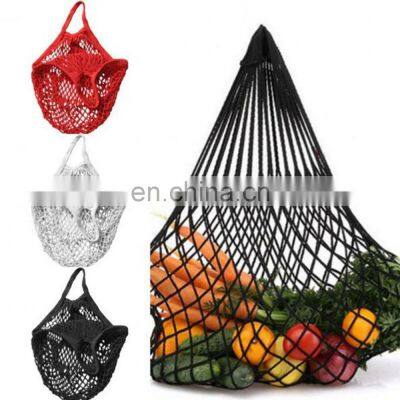 Mesh Canvas Tote Grocery Cotton Hand Bag with Short Handle