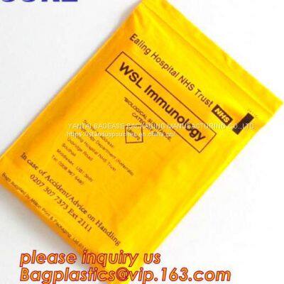 Biohazard Specimen Bags,Zip Specimen Transport Bag, Tear Off Pouch Bags, Attached Document Pouch. Printed Transport Bags photo-3