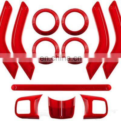 12 PCS Full Set Interior Decoration Steering Wheel Air Outlet Speaker Trim Kit  For Jeep Wrangler JK Accessories